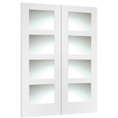 XL Joinery Shaker Internal White Rebated Door Pair with Clear Glass- 1981 x 1372 x 40mm (54") - Build4less