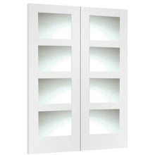 Load image into Gallery viewer, XL Joinery Shaker Internal White Rebated Door Pair with Clear Glass- 1981 x 1372 x 40mm (54&quot;) - Build4less
