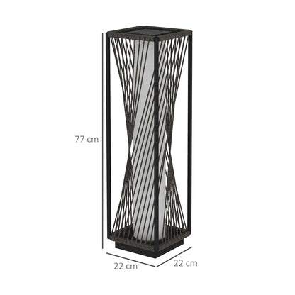 Outsunny Garden Rattan Lamp, 77 cm Tall Solar Rattan Floor Lamp, Solar Garden Light with Auto On/Off LED Lights, IP44 Waterproof for Outdoor, Porch, Pathway, Deck, Grey