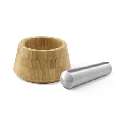 Zack Opeso Stainless Steel & Bamboo Mortar and Pestle