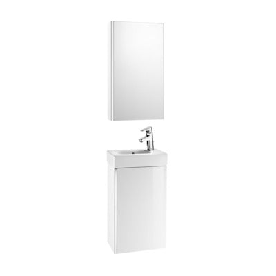 Mini Base 450mm Bathroom Unit - Basin & Bathroom Mirror Cabinet Pack - All Colours - Roca