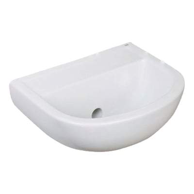 Compact 38cm Special Needs Horizontal Outlet Basin, no Tap Hole in Alphine White - RAK Ceramics
