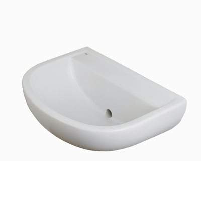 Compact 50cm Special Needs Horizontal Outlet Basin, no Tap Hole in Alpine White - RAK Ceramics