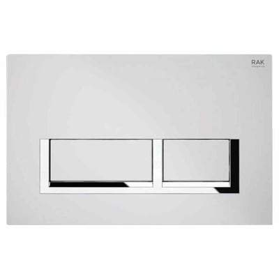 Ecofix White Flush Plate with Polished Chrome Surrounding Push Plates - All Styles - RAK Ceramics
