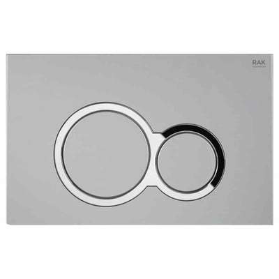 Ecofix Matt Chrome Flush Plate with Polished Chrome Surrounding Round Push Plates - RAK Ceramics