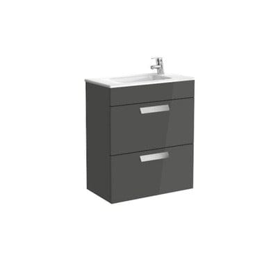 Debba Compact Unik 2 Drawer Vanity Unit - All Sizes- Anthracite Grey - Roca