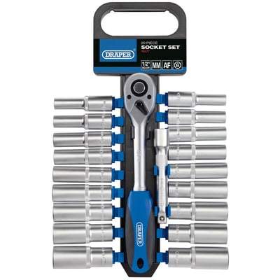 Draper Combined MM/AF Deep Socket and Ratchet Set - 1/2