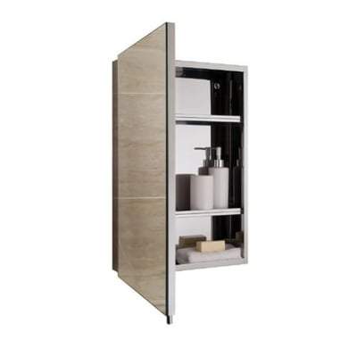 Cube Stainless Steel Single Cabinet with Single Mirrored Door 600mm x 400mm x 120mm - RAK Ceramics