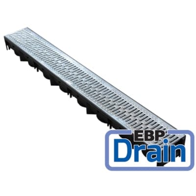 EBP Domestic Drainage Channel w/Heel Safe Class A15 Loading - Galvanised Steel Grating x 1m - EBP Building Products