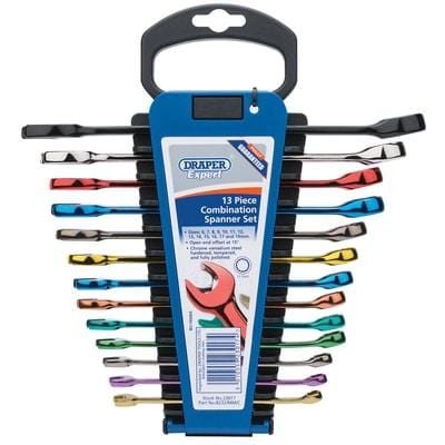 Draper HI-TORQ Metric Coloured Combination Spanner Set - (13 Pieces) - Draper