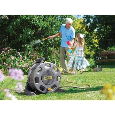 2412 30m Freestanding Compact Hose Reel + 25m of 12.5mm Hose - Hozelock