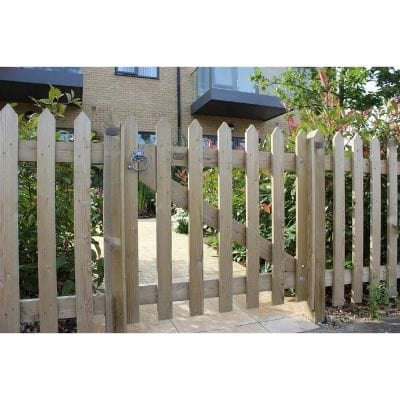 Pointed Pale Palisade Gate (Right Hand Hanging) Inc Posts and Fittings - 0.95m x 1m - Jacksons Fencing