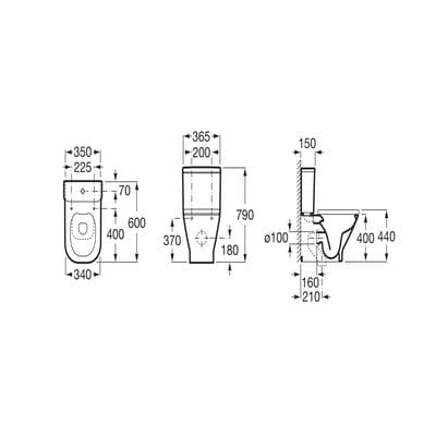 The Gap Rimless Close Coupled Toilet Pan - Roca