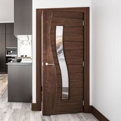 Cadiz Prefinished Walnut Glazed Internal Door - All Sizes - Deanta