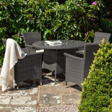 Load image into Gallery viewer, Serica Dark 4 Person Round Dining Set - EnviroBuild Outdoor &amp; Garden
