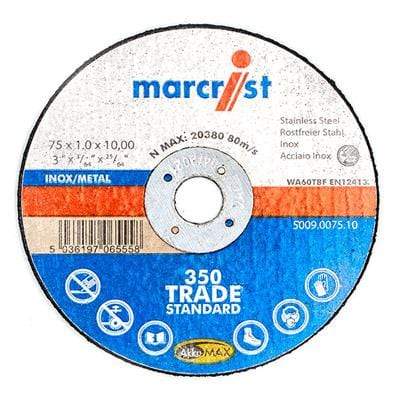 350 Inox + Metal Slitting Disc 75mm x 1mm x 10.0mm (Box of 25) - Marcrist Tools & Workwear