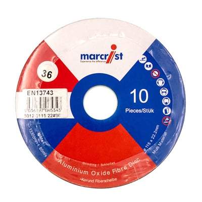 Alu Oxide Fibre Disc (Box of 10) - All Sizes - Marcrist Tools & Workwear