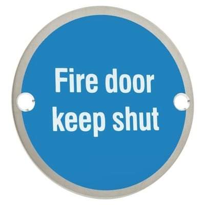 Satin Stainless Steel Fire Door Sign (Pack of 2) - Sparka Uk Doors