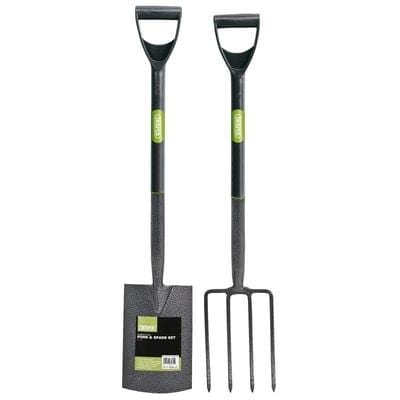 Draper Carbon Steel Garden Fork and Spade Set - Black - Draper