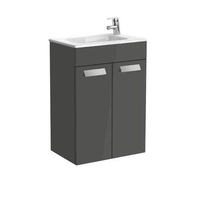 Debba Unik Compact Two Door Base Bathroom Unit & Basin - All Sizes - Anthracite Grey - Roca