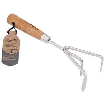 Draper Heritage Stainless Steel Hand Cultivator with Ash Handle - Draper Hand Tools