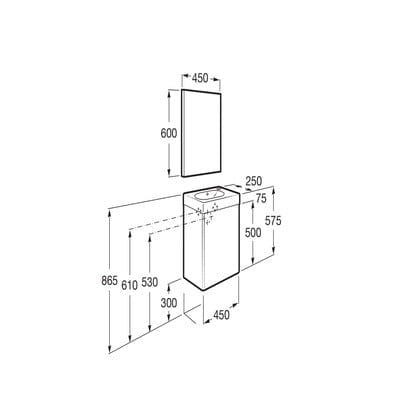 Mini Pack 450mm Base Unit, Basin, & Mirror - All Colours - Roca