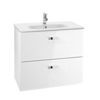 Victoria Basic Unik 800mm Base Bathroom Unit & Basin - Gloss White - Roca