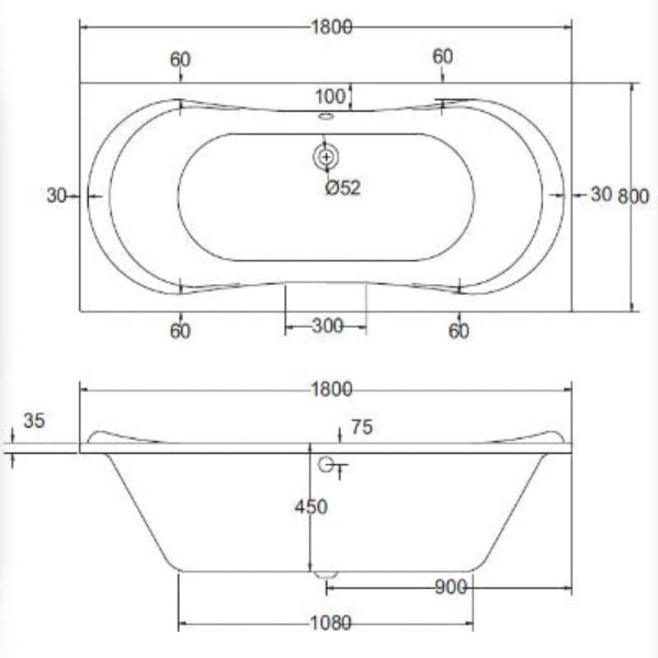 Comet 10 Jet Whirlpool Bath - Aqua