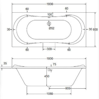 Comet 10 Jet Whirlpool Bath - Aqua