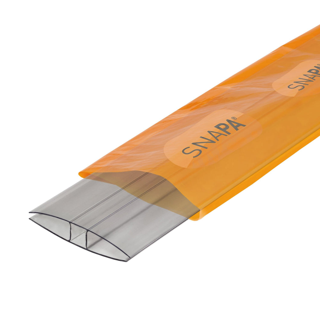 Snapa 16mm Clear Polycarbonate H Section - All Sizes - Clear Amber Roofing