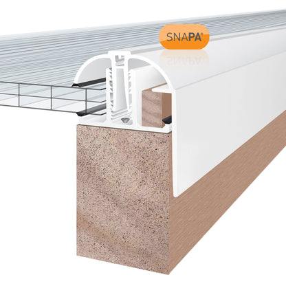 Snapa White Gable Bar with Endacap (10, 16, 25, 32, & 35mm) - All Sizes - Clear Amber Roofing