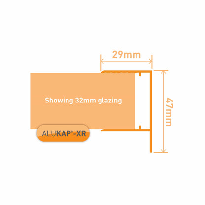 Alukap-XR 32mm Aluminium F Section 4m - Clear Amber