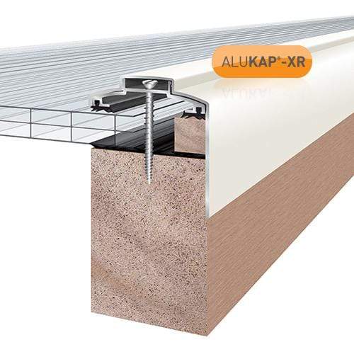 Alukap-XR 60mm Aluminium Gable Bar 3m No Rafter Gasket White and End Cap - Clear Amber Roofing