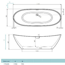 Load image into Gallery viewer, Aphrodite Freestanding Double Ended Bath - 1700 x 740mm - Aqua
