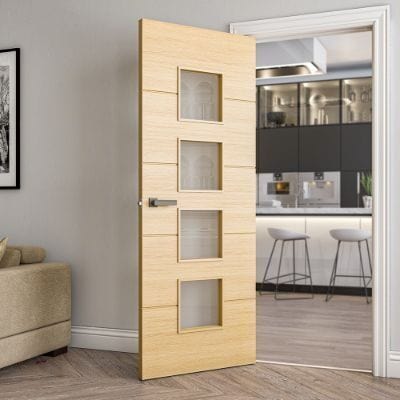 Augusta Prefinished Oak Glazed Internal Fire Door FD30 - All Sizes - Deanta