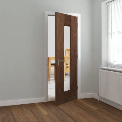 Axis Walnut Pre Finished Glazed Internal Door - All Sizes - JB Kind