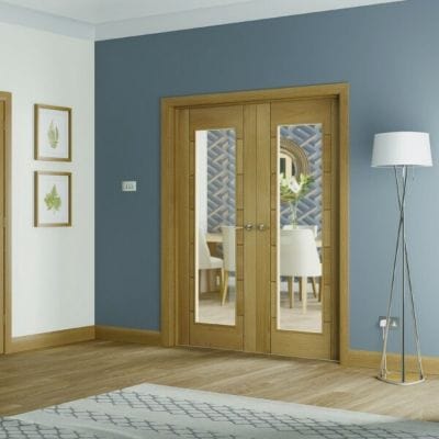 Palermo Internal Oak Rebated Door Pair with Clear Glass - All Sizes