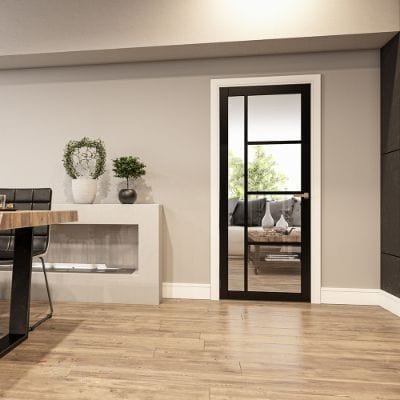 Brixton Black Prefinished Glazed Internal Door - All Sizes - Deanta