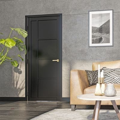 Brixton Black Prefinished Internal Door - All Sizes - Deanta
