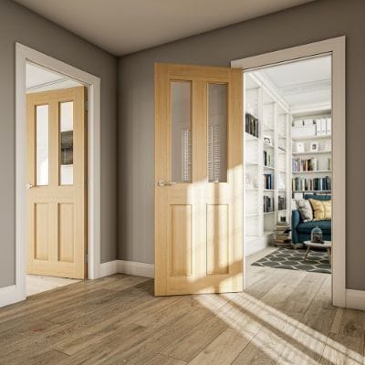 Bury Prefinished Oak Bevelled Glazed Internal Door - All Sizes - Deanta