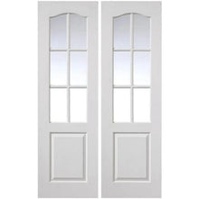 Load image into Gallery viewer, Classique Textured White Primed Glazed Internal Door Pairs - 1981mm x 1220mm - JB Kind
