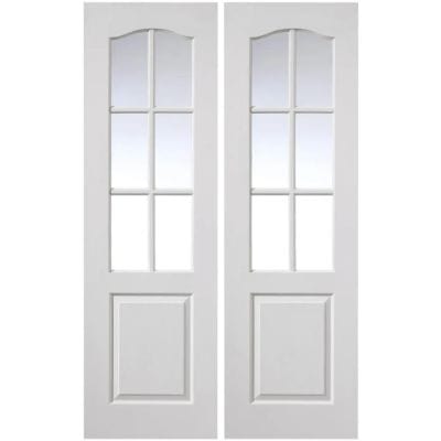 Classique Textured White Primed Glazed Internal Door Pairs - 1981mm x 1220mm - JB Kind
