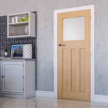 Load image into Gallery viewer, Cambridge Oak Unfinished Frosted Glazed Internal Door - All Sizes - Deanta
