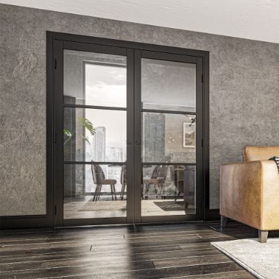 Camden Black Prefinished Glazed Internal Door - All Sizes - Deanta