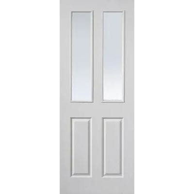 Canterbury Textured Glazed White Primed Internal Fire Door FD30 - All Sizes - JB Kind