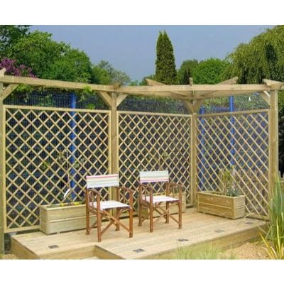 Corner Pergola Incl Trellis Panels, Posts and all Timber Pergola Parts - Jacksons Fencing