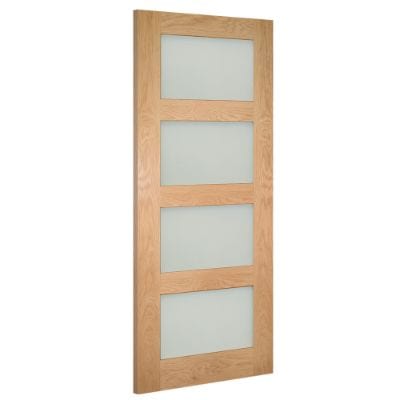 Coventry Prefinished Oak Frosted Glaze Internal Door - All Sizes - Deanta