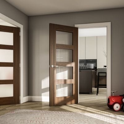 Coventry Prefinished Walnut Glazed Internal Door - All Sizes - Deanta