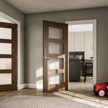 Load image into Gallery viewer, Coventry Prefinished Walnut Glazed Internal Door - All Sizes - Deanta
