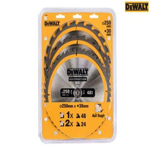 Load image into Gallery viewer, DT1963 Construction Circular Saw Blade 3 Pack 250 x 30mm x 24T/48T - DeWalt
